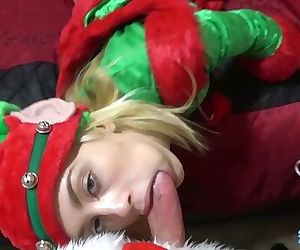 18 yo Blonde Elf w/Braces gets fucked by santa