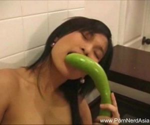Asian Girl Decides To Use Cucumbers - 7 min